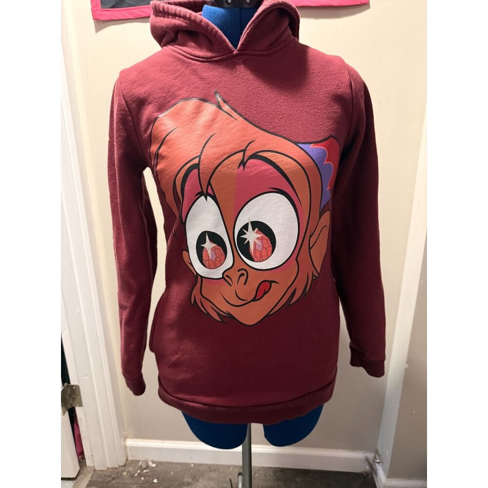 Cakeworthy x Disney Aladdin Abu Burgundy Glitter Graphic Pullover Hoodie Sm